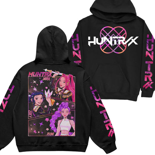 Limited Sparking Huntrix Girl Sleeves Youth Hoodie Sweatshirt Unisex Kpop Hunter Graphic Fan Art
