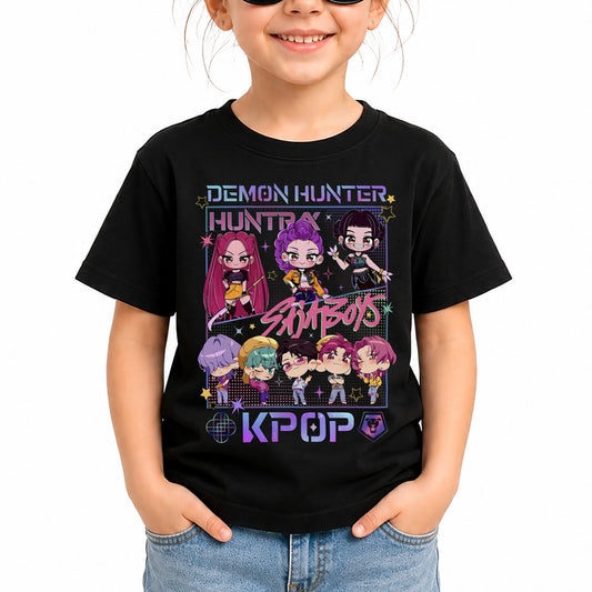 Cute Saja Boy Huntrix Chibi DTG Print Graphic Youth Shirt Sweatshirt Unisex Kpop Hunter Fan Art