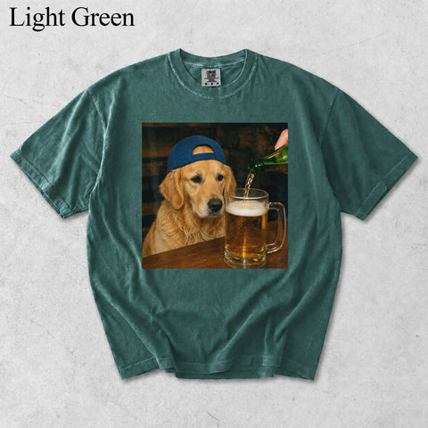 Comfort Colors Custom Pet Photo Seeing Beer Portrait Shirt