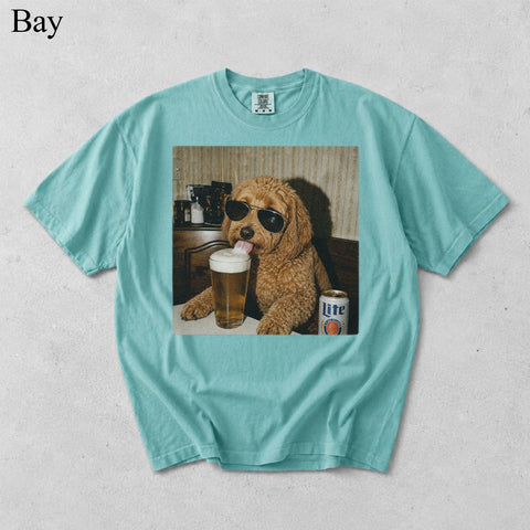 Comfort Colors Custom Pet Drinking Beer Portrait Shirt