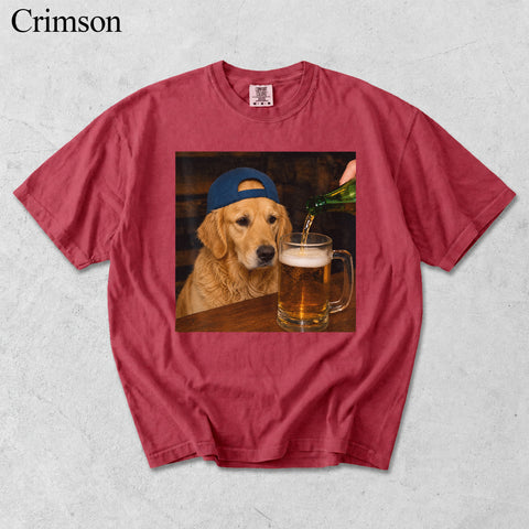 Comfort Colors Custom Pet Photo Seeing Beer Portrait Shirt