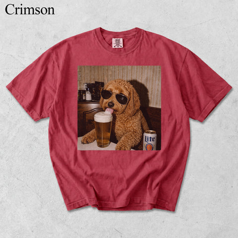 Comfort Colors Custom Pet Drinking Beer Portrait Shirt