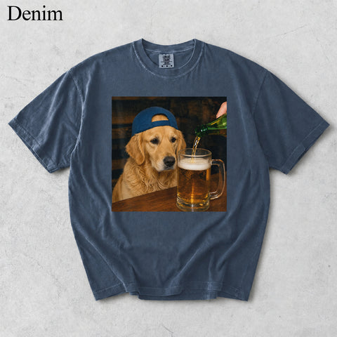 Comfort Colors Custom Pet Photo Seeing Beer Portrait Shirt