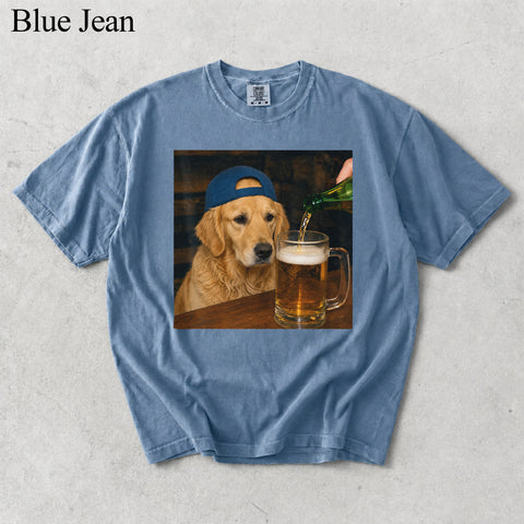 Comfort Colors Custom Pet Photo Seeing Beer Portrait Shirt