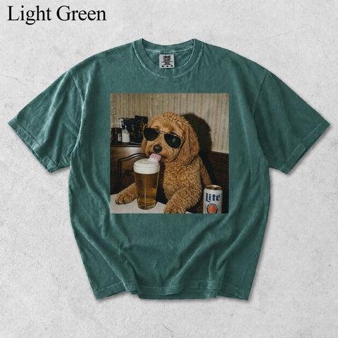 Comfort Colors Custom Pet Drinking Beer Portrait Shirt