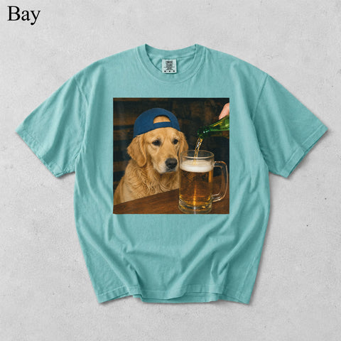 Comfort Colors Custom Pet Photo Seeing Beer Portrait Shirt