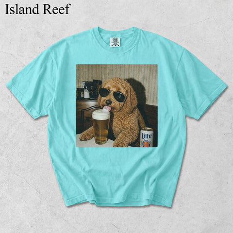 Comfort Colors Custom Pet Drinking Beer Portrait Shirt