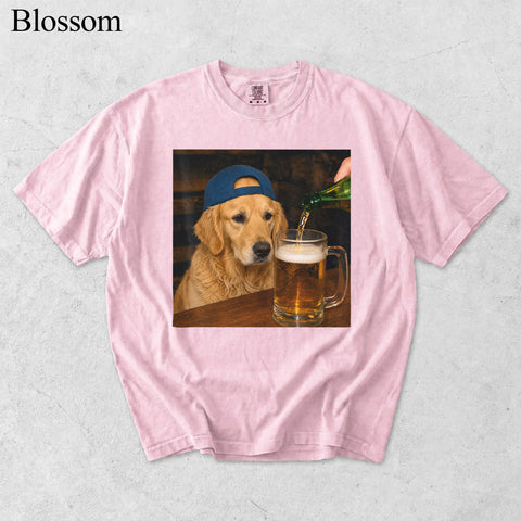 Comfort Colors Custom Pet Photo Seeing Beer Portrait Shirt
