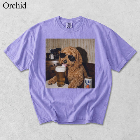 Comfort Colors Custom Pet Drinking Beer Portrait Shirt