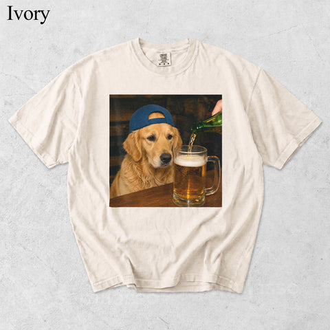 Comfort Colors Custom Pet Photo Seeing Beer Portrait Shirt