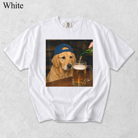 Comfort Colors Custom Pet Photo Seeing Beer Portrait Shirt