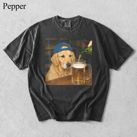 Comfort Colors Custom Pet Photo Seeing Beer Portrait Shirt
