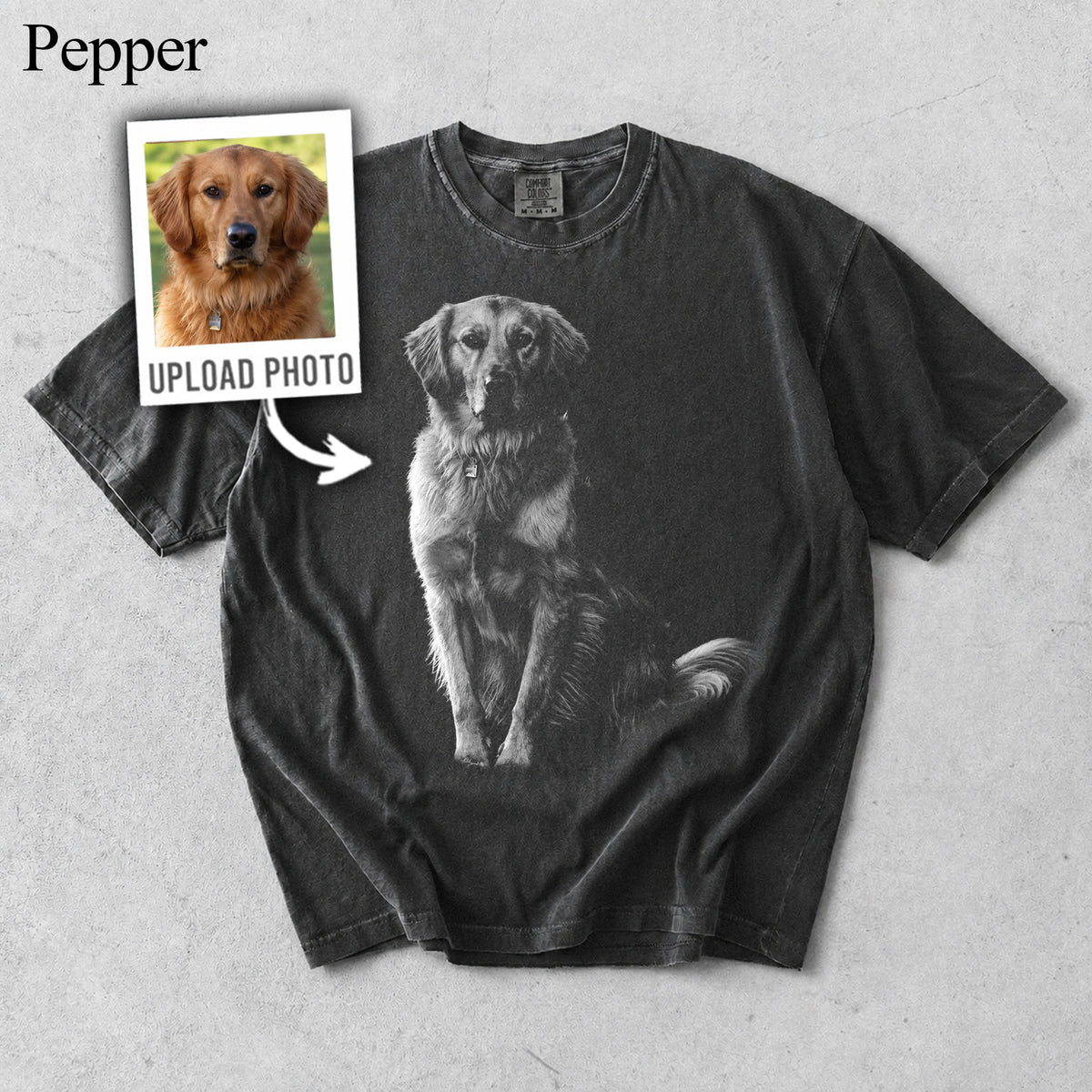 Comfort Colors Custom Pet Photo Vintage Portrait Shirt