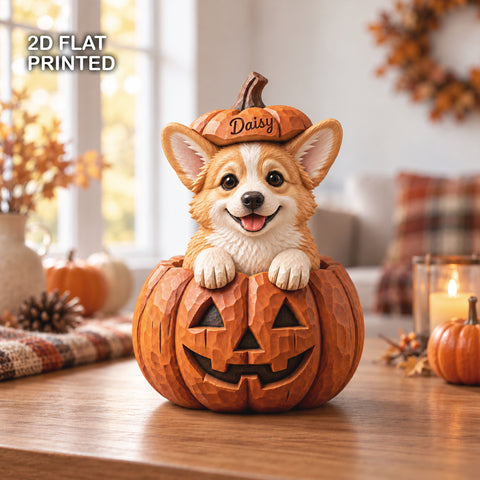 Custom Pet Halloween Premium Wooden Block, Personalized Pumpkin Decor
