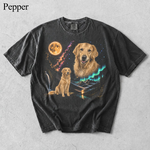 Comfort Colors Custom Pet Photo Aurora Moon Vintage Shirt