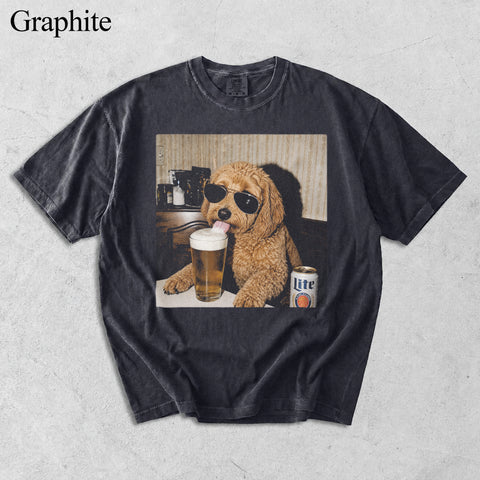 Comfort Colors Custom Pet Drinking Beer Portrait Shirt
