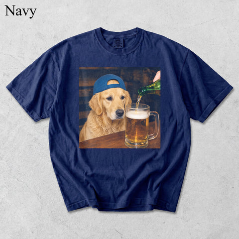 Comfort Colors Custom Pet Photo Seeing Beer Portrait Shirt