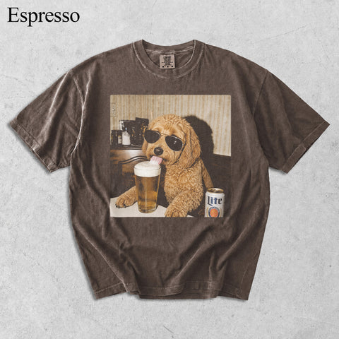 Comfort Colors Custom Pet Drinking Beer Portrait Shirt