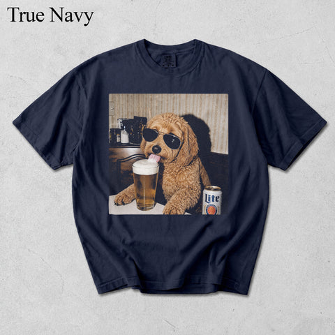 Comfort Colors Custom Pet Drinking Beer Portrait Shirt