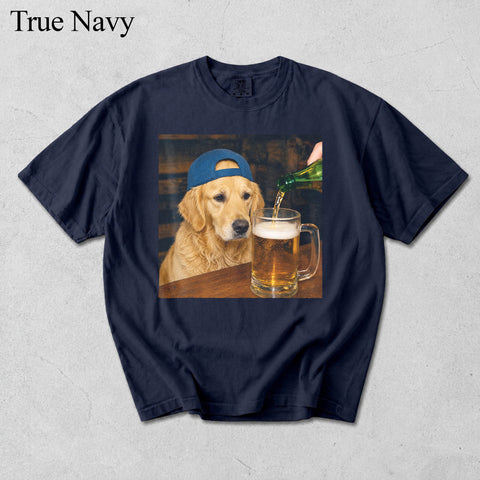 Comfort Colors Custom Pet Photo Seeing Beer Portrait Shirt