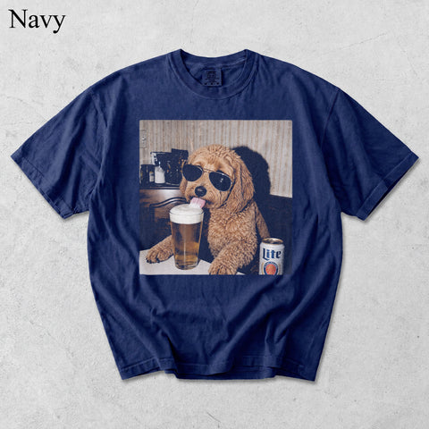 Comfort Colors Custom Pet Drinking Beer Portrait Shirt
