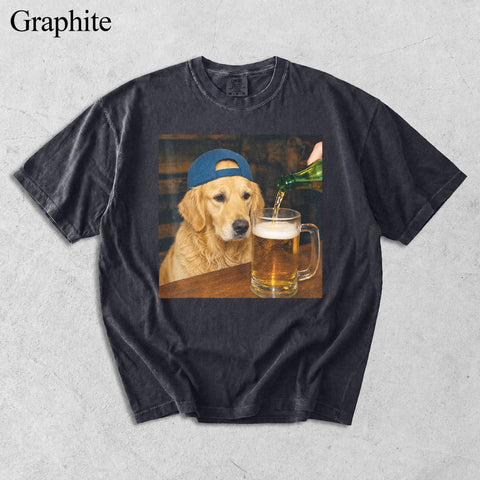 Comfort Colors Custom Pet Photo Seeing Beer Portrait Shirt