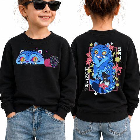 Cute Derpy Tiger And Bird 2 Sided DTG Print Graphic Youth Shirt Sweatshirt Hoodie Unisex Kpop Hunter Fan Art