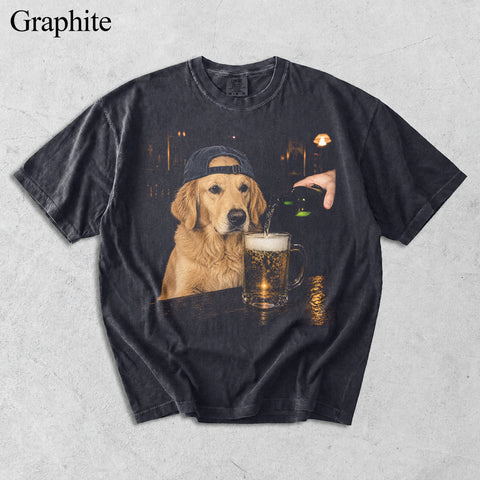 Comfort Colors Custom Pet Photo Drinking Beer Vintage Shirt