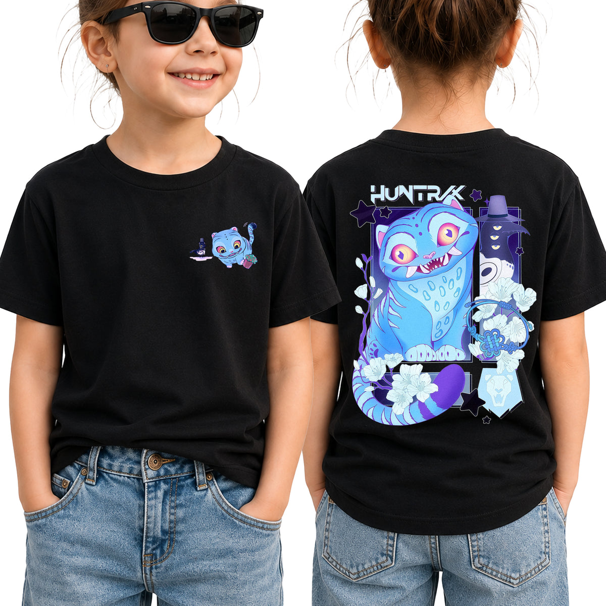 V2 Cute Derpy Tiger And Bird 2 Sided DTG Print Graphic Youth Shirt Sweatshirt Hoodie Unisex Kpop Hunter Fan Art