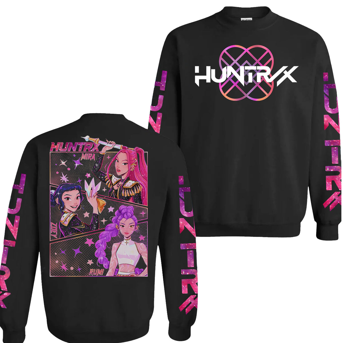 Limited Sparking Huntrix Girl Sleeves Youth Hoodie Sweatshirt Unisex Kpop Hunter Graphic Fan Art