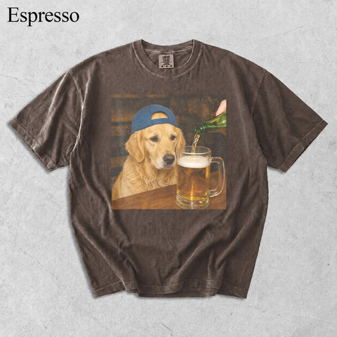 Comfort Colors Custom Pet Photo Seeing Beer Portrait Shirt