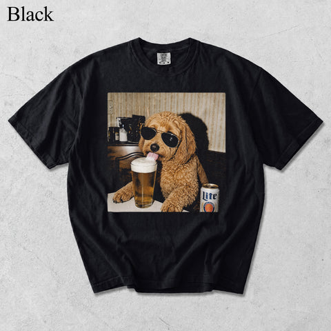 Comfort Colors Custom Pet Drinking Beer Portrait Shirt