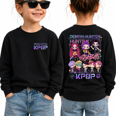 Cute Saja Boy Huntrix Chibi 2 Sided DTG Print Graphic Youth Shirt Sweatshirt Hoodie Unisex Kpop Hunter Fan Art