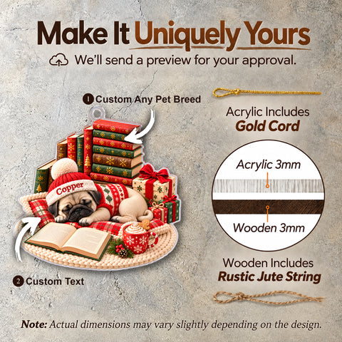 Cozy Custom Pet Sleeping Coffee Book Ornament, Christmas Gift for Pet Lovers