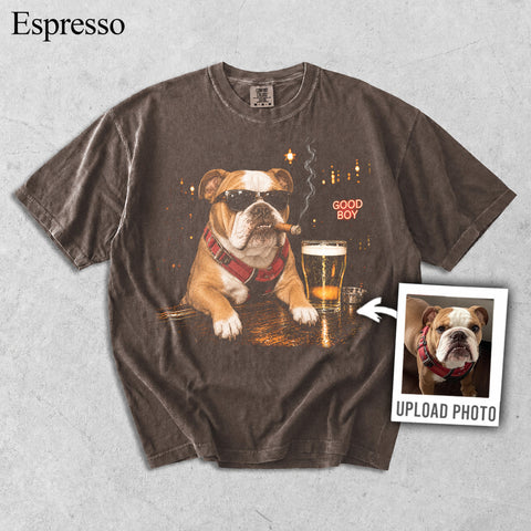 Comfort Colors Custom Pet Photo Cigar Beer Vintage Shirt