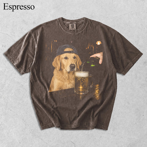 Comfort Colors Custom Pet Photo Drinking Beer Vintage Shirt