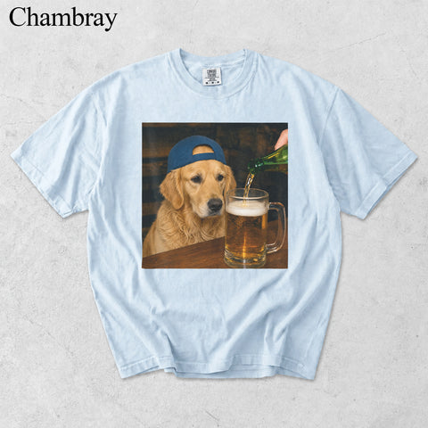 Comfort Colors Custom Pet Photo Seeing Beer Portrait Shirt