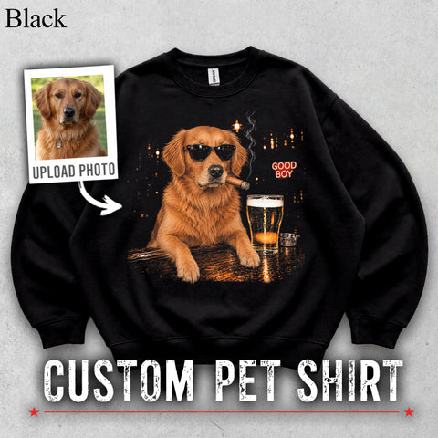 Comfort Colors Custom Pet Photo Cigar Beer Vintage Shirt
