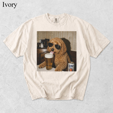 Comfort Colors Custom Pet Drinking Beer Portrait Shirt