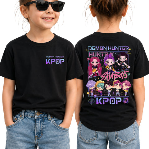 Cute Saja Boy Huntrix Chibi 2 Sided DTG Print Graphic Youth Shirt Sweatshirt Hoodie Unisex Kpop Hunter Fan Art