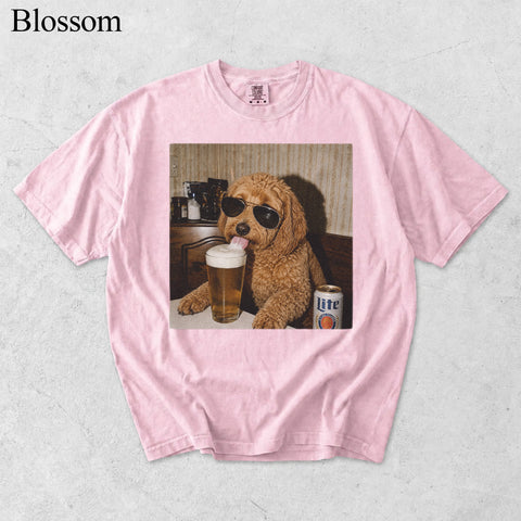 Comfort Colors Custom Pet Drinking Beer Portrait Shirt