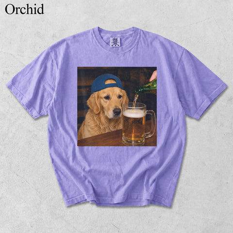 Comfort Colors Custom Pet Photo Seeing Beer Portrait Shirt