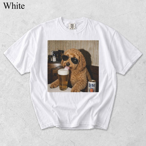 Comfort Colors Custom Pet Drinking Beer Portrait Shirt