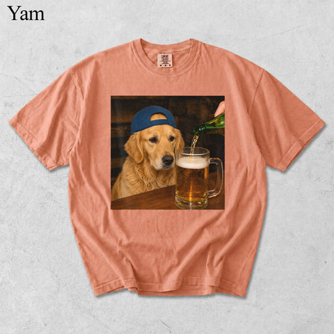 Comfort Colors Custom Pet Photo Seeing Beer Portrait Shirt