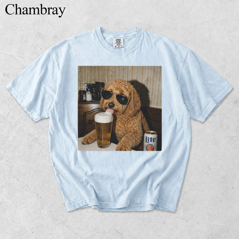 Comfort Colors Custom Pet Drinking Beer Portrait Shirt