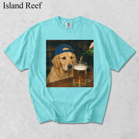 Comfort Colors Custom Pet Photo Seeing Beer Portrait Shirt