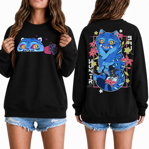 (ALDULT SIZE) Cute Derpy Tiger And Bird 2 Sided DTG Print Graphic Shirt Sweatshirt Hoodie Unisex Kpop Hunter Fan Art