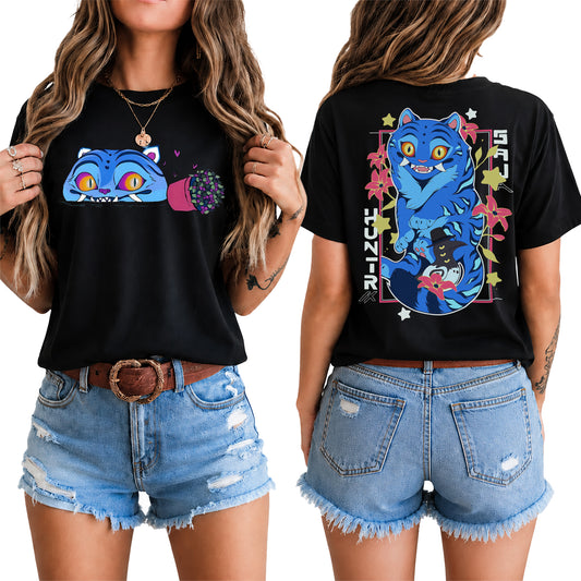 (ALDULT SIZE) Cute Derpy Tiger And Bird 2 Sided DTG Print Graphic Shirt Sweatshirt Hoodie Unisex Kpop Hunter Fan Art