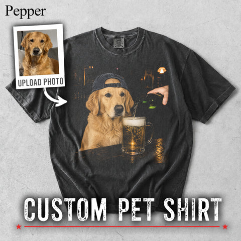 Comfort Colors Custom Pet Photo Drinking Beer Vintage Shirt