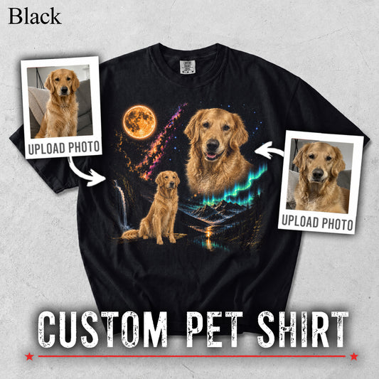Comfort Colors Custom Pet Photo Aurora Moon Vintage Shirt